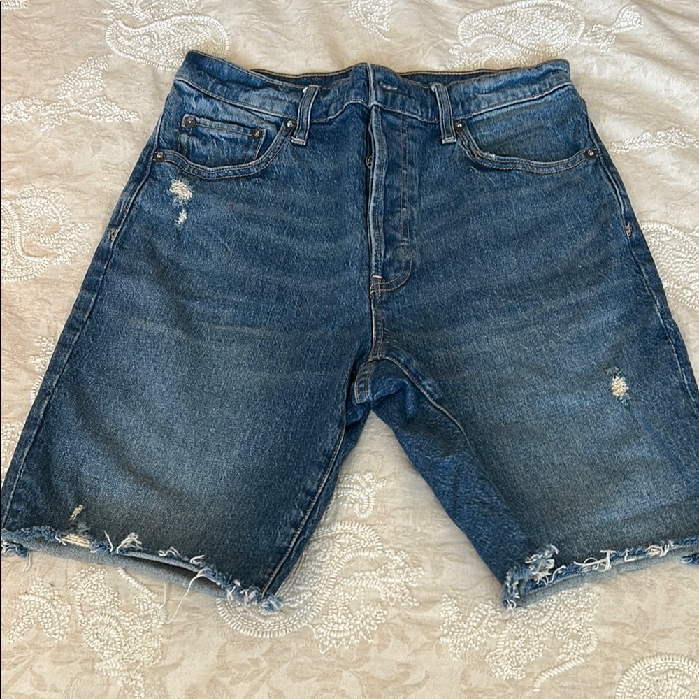 GAP Blue Bermuda Shorts with Distressed Details